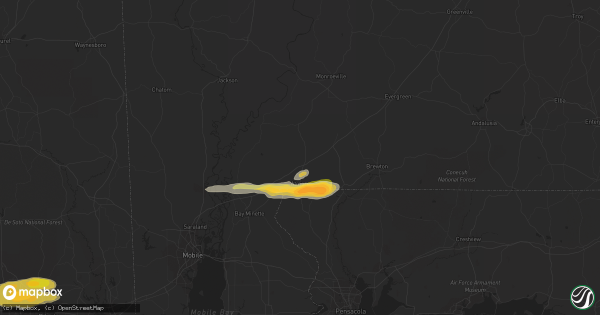 Hail map in Atmore, AL on March 27, 2023