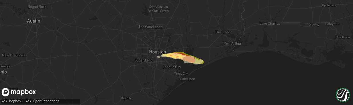 Hail map in Baytown, TX on March 27, 2023