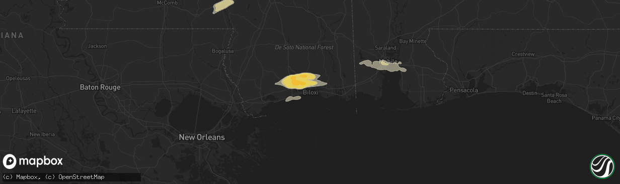 Hail map in Biloxi, MS on March 27, 2023