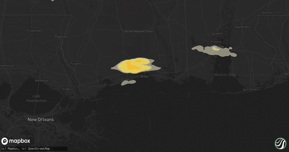 Hail map in Biloxi, MS on March 27, 2023
