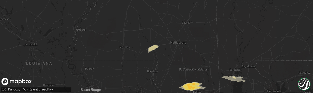 Hail map in Columbia, MS on March 27, 2023