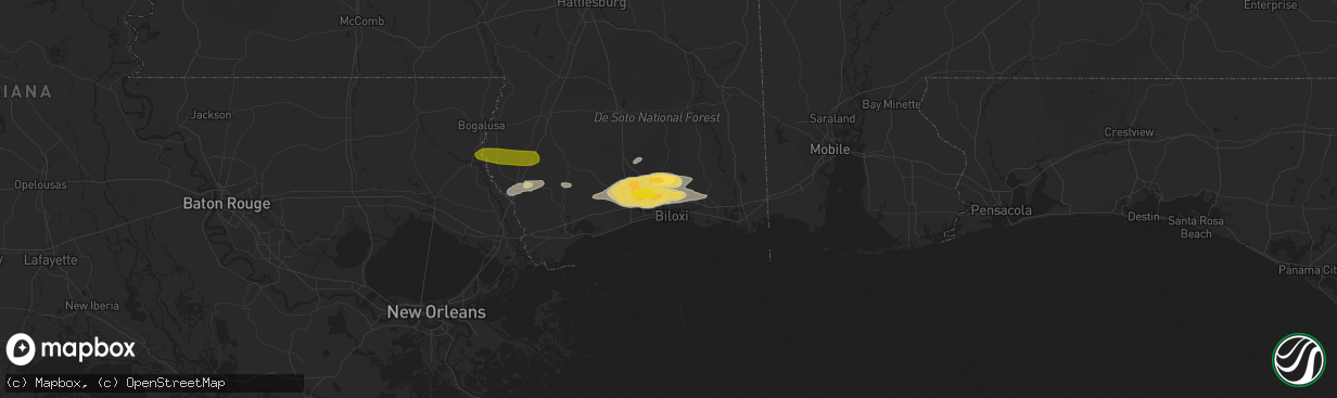 Hail map in Diberville, MS on March 27, 2023