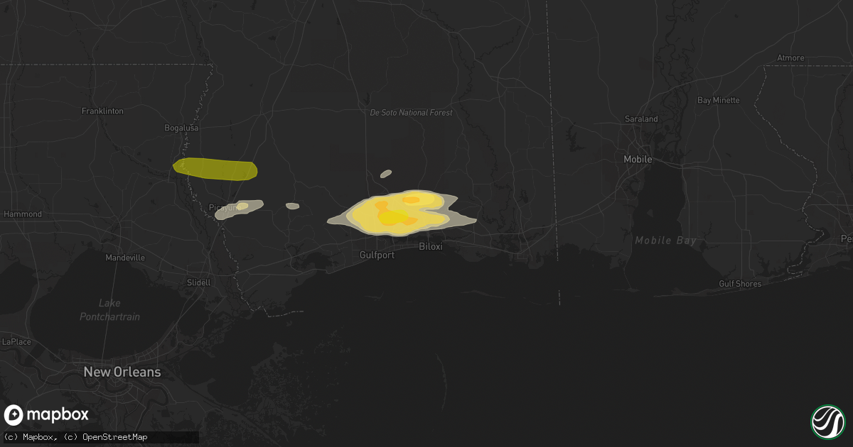 Hail map in Diberville, MS on March 27, 2023