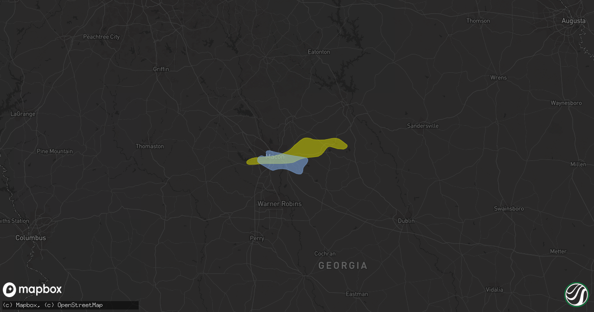 Hail map in Dry Branch, GA on March 27, 2023