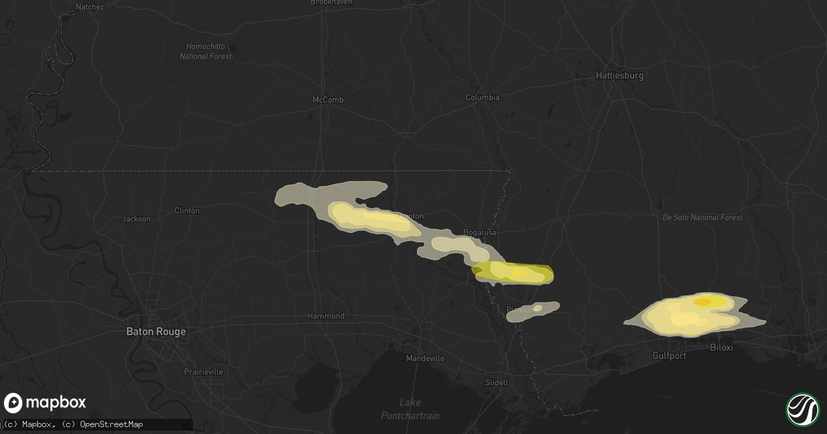 Hail map in Franklinton, LA on March 27, 2023