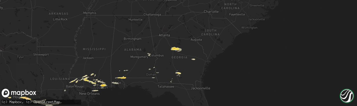 Hail map in Georgia on March 27, 2023