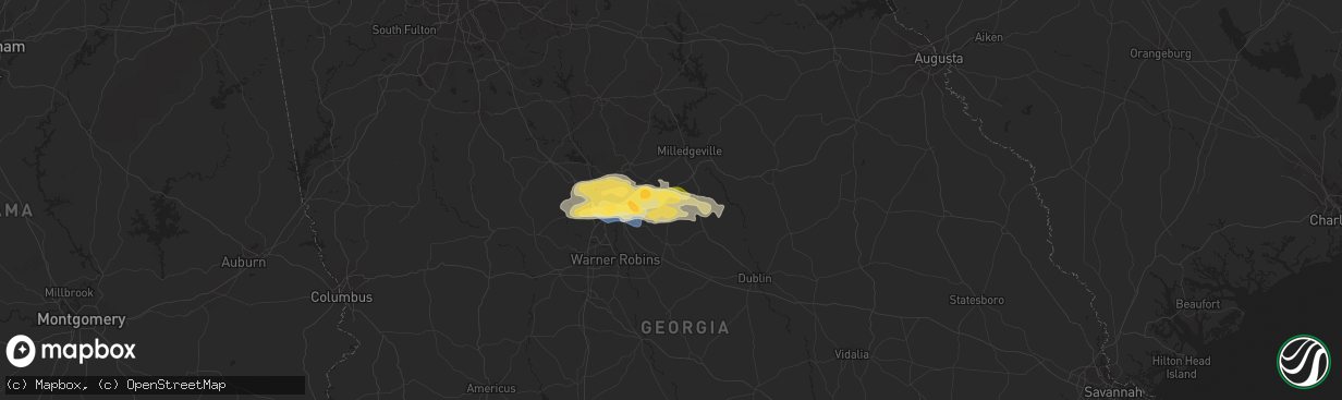 Hail map in Gordon, GA on March 27, 2023