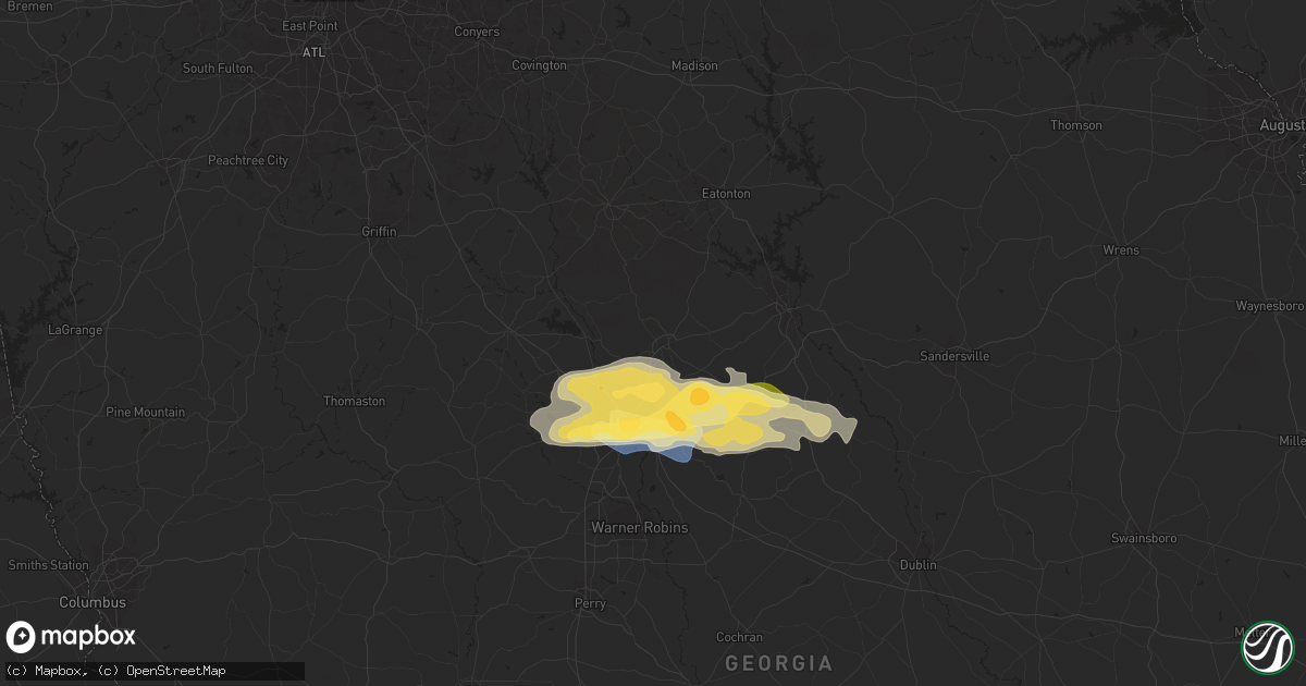 Hail map in Gray, GA on March 27, 2023