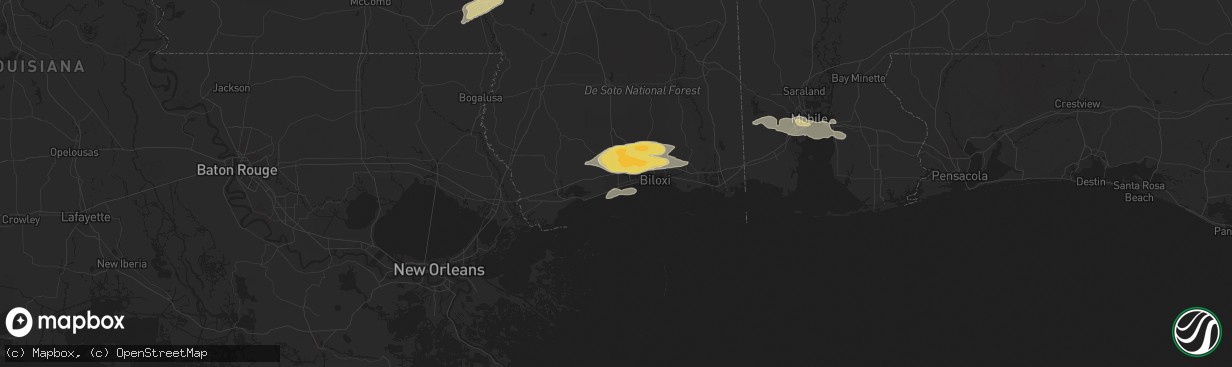 Hail map in Gulfport, MS on March 27, 2023