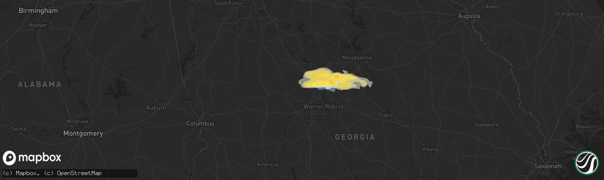 Hail map in Lizella, GA on March 27, 2023