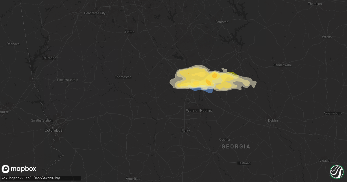 Hail map in Lizella, GA on March 27, 2023