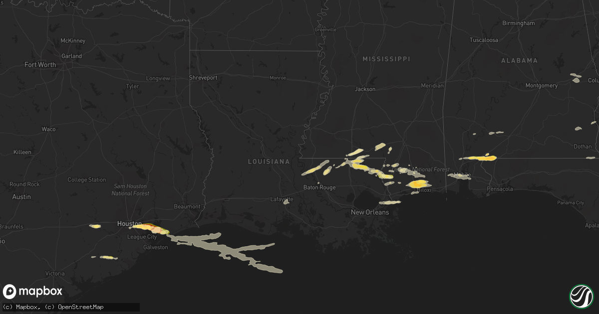 Hail map in Louisiana on March 27, 2023