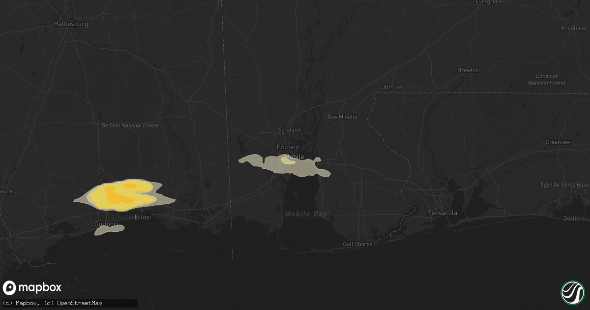Hail map in Mobile, AL on March 27, 2023