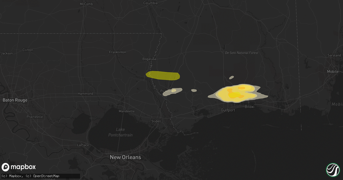 Hail map in Picayune, MS on March 27, 2023