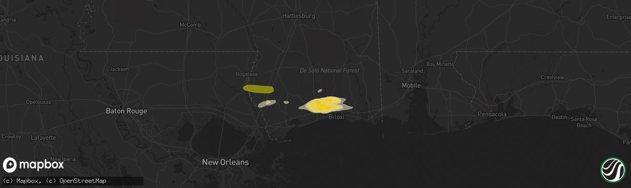 Hail map in Saucier, MS on March 27, 2023