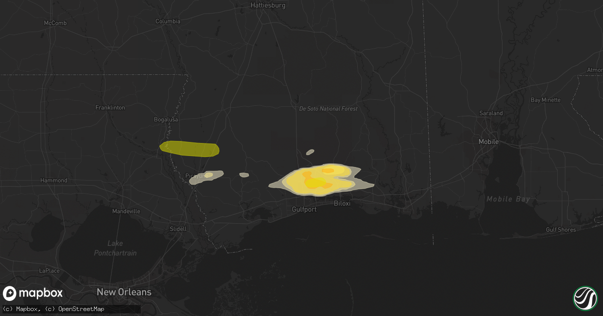 Hail map in Saucier, MS on March 27, 2023
