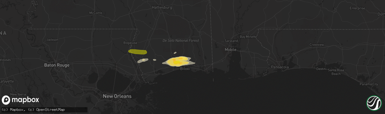 Hail map in Vancleave, MS on March 27, 2023