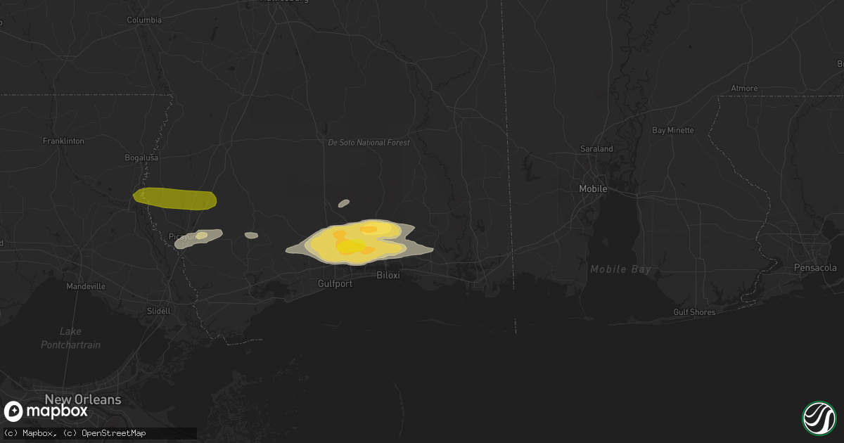 Hail map in Vancleave, MS on March 27, 2023