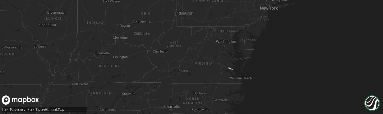 Hail map in Virginia on March 27, 2023