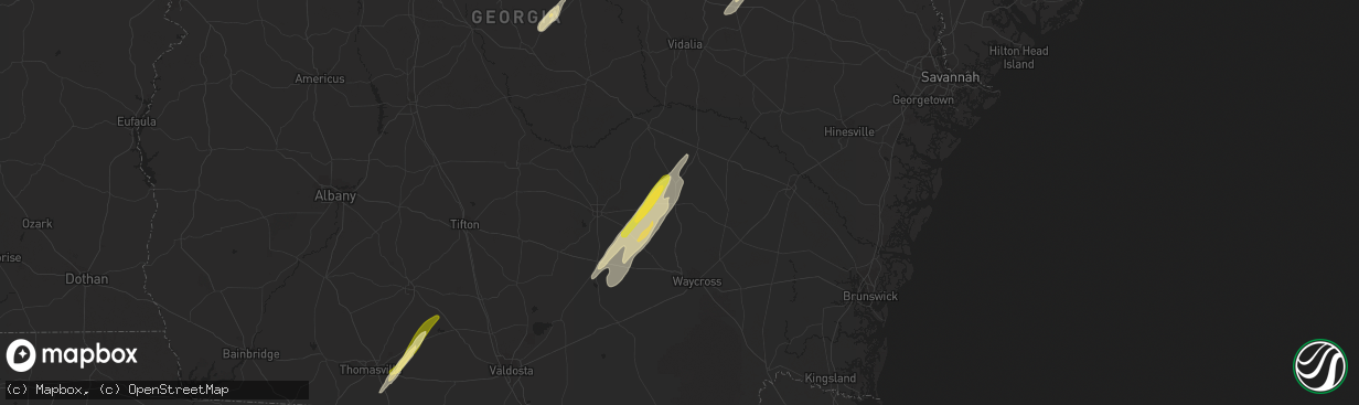 Hail map in Alma, GA on March 27, 2024