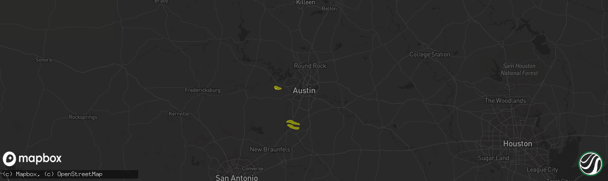 Hail map in Austin, TX on March 27, 2024