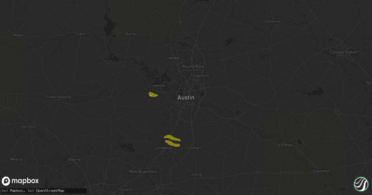 Hail map in Austin, TX on March 27, 2024