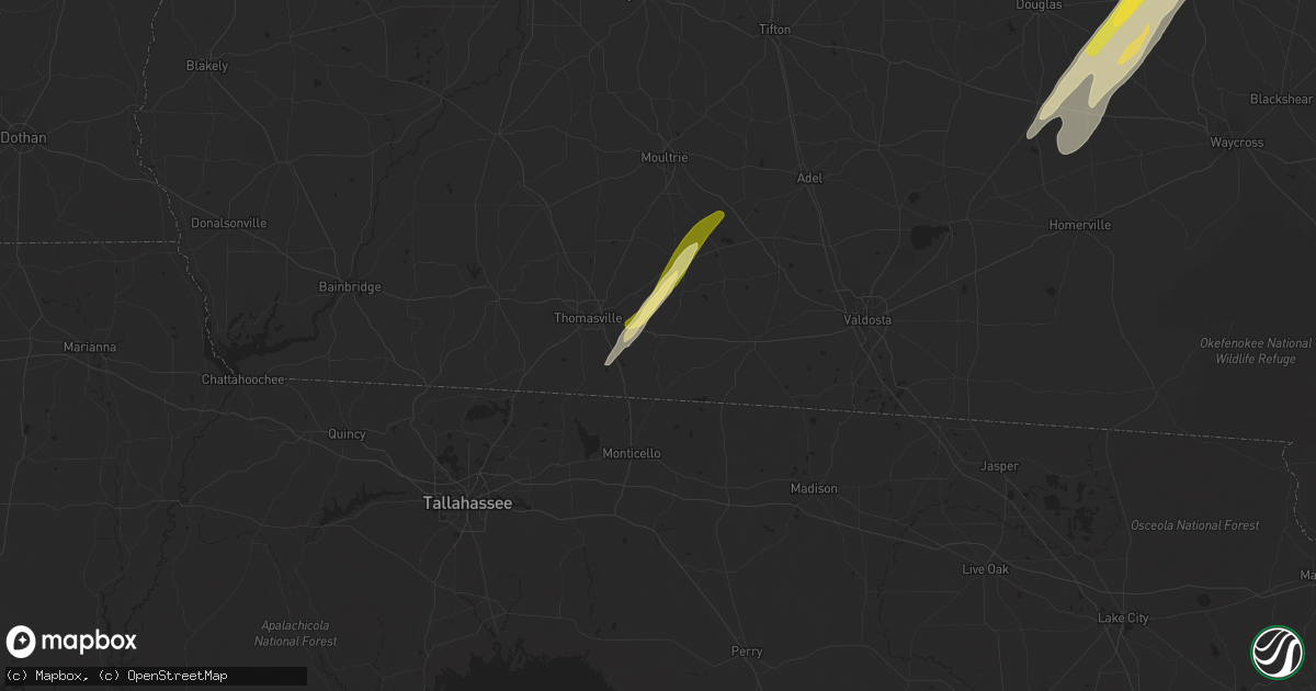 Hail map in Boston, GA on March 27, 2024