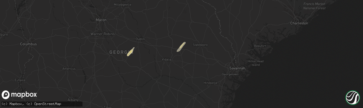 Hail map in Cobbtown, GA on March 27, 2024