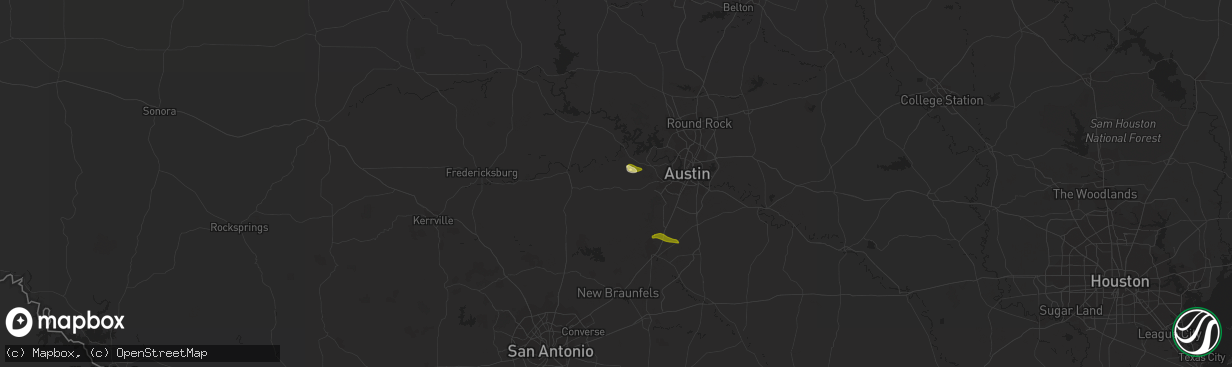 Hail map in Dripping Springs, TX on March 27, 2024