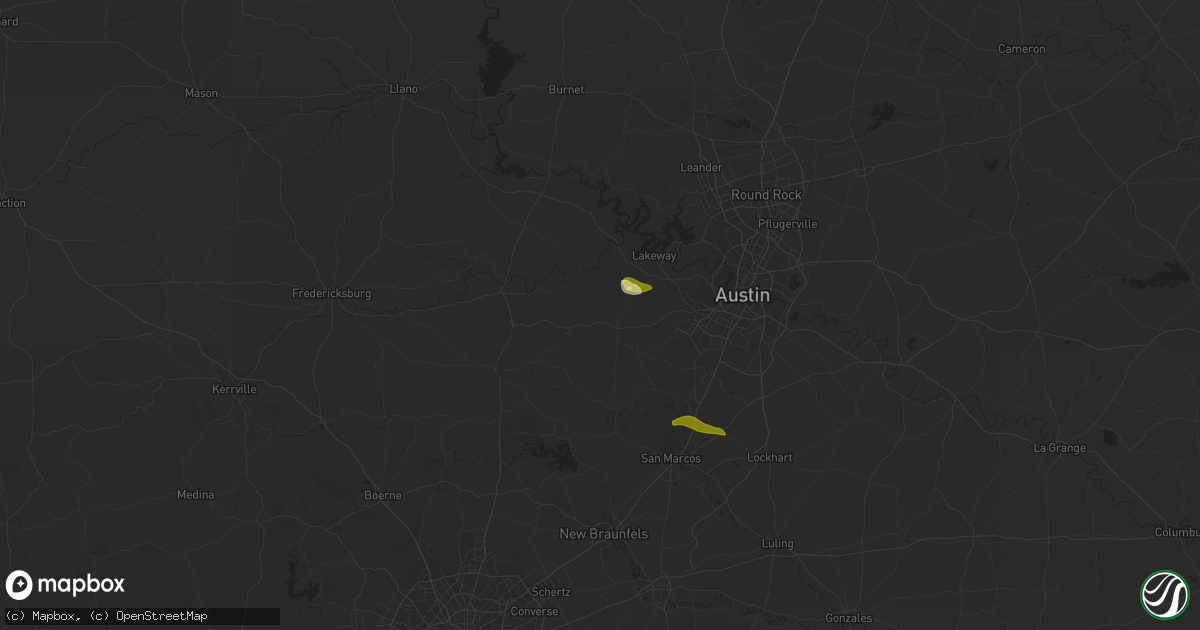 Hail map in Dripping Springs, TX on March 27, 2024