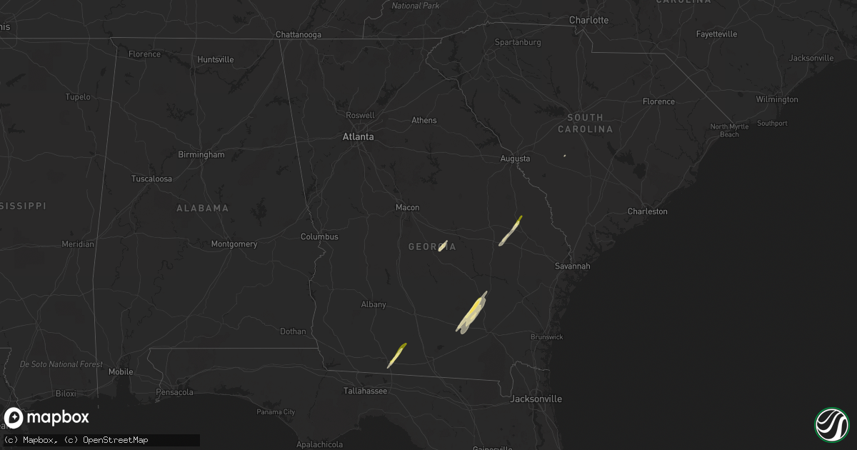 Hail map in Georgia on March 27, 2024