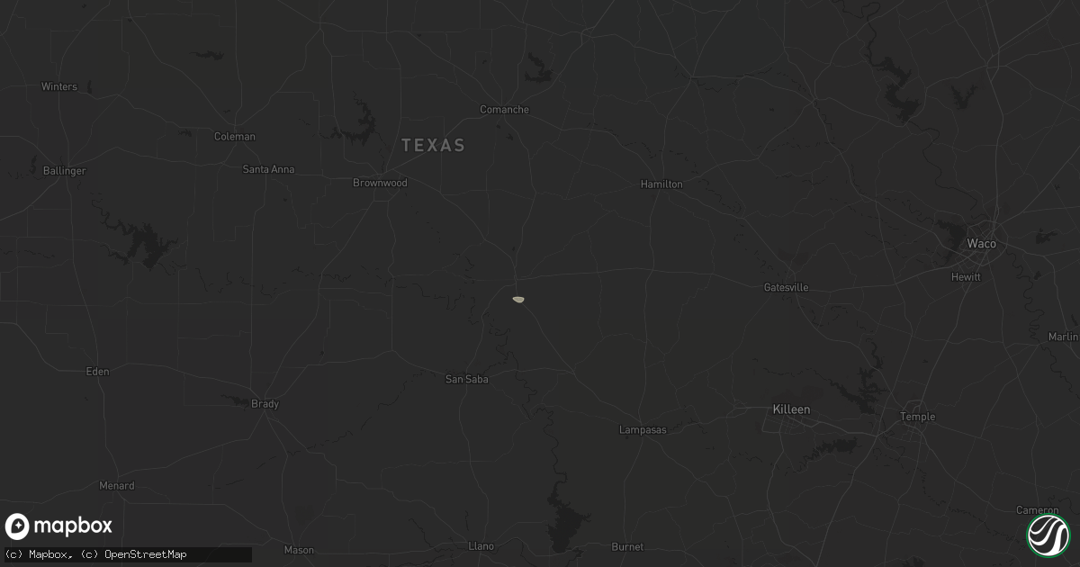 Hail map in Goldthwaite, TX on March 27, 2024