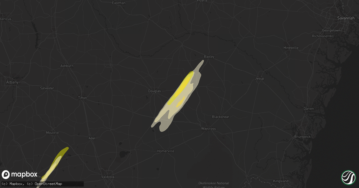 Hail map in Nicholls, GA on March 27, 2024