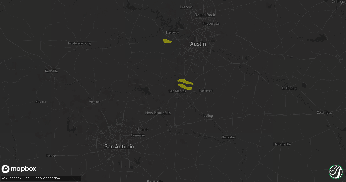 Hail map in San Marcos, TX on March 27, 2024