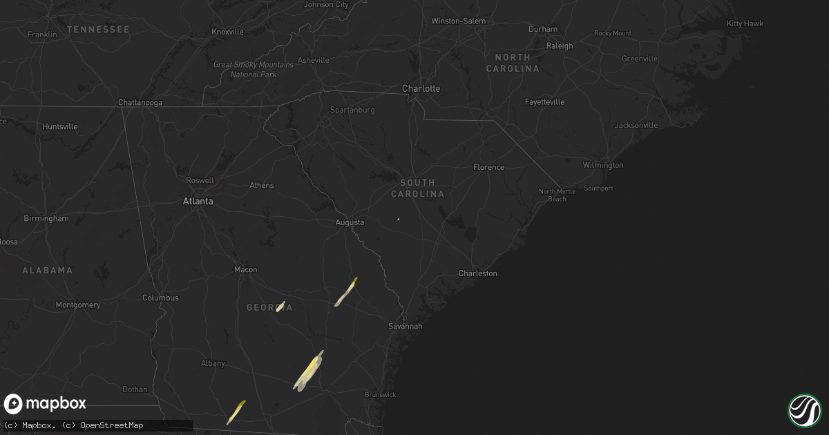 Hail map in South Carolina on March 27, 2024