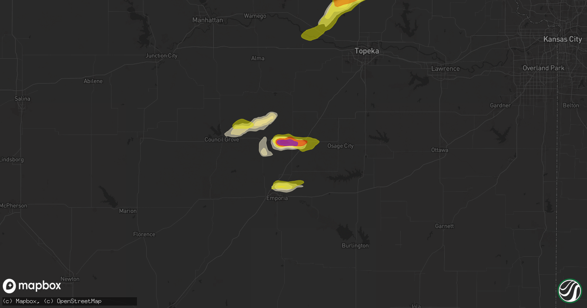 Hail map in Admire, KS on March 27, 2025