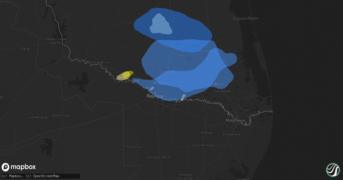 Hail map in Alamo, TX on March 27, 2025