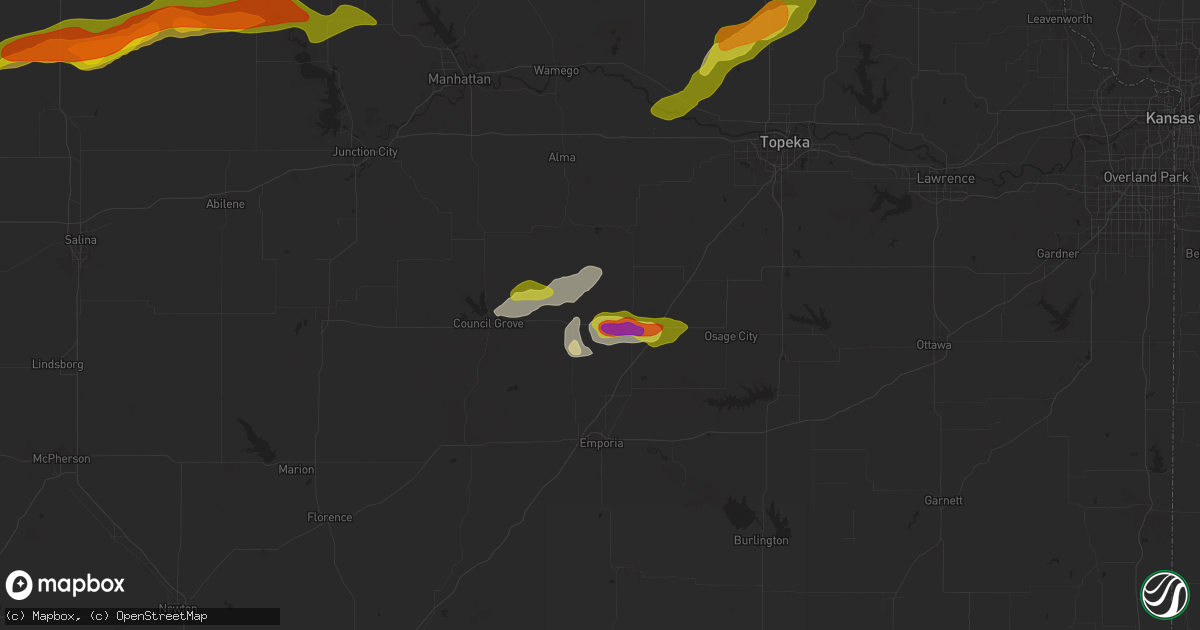 Hail map in Allen, KS on March 27, 2025