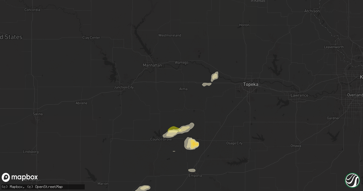 Hail map in Alma, KS on March 27, 2025