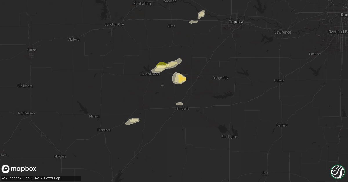 Hail map in Americus, KS on March 27, 2025