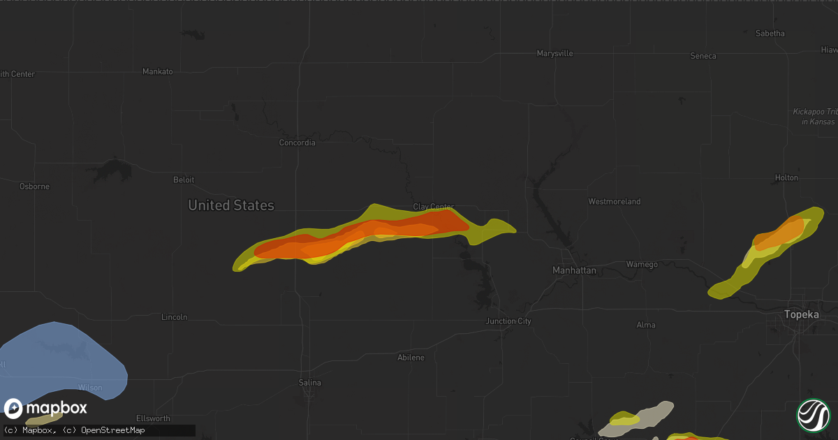 Hail map in Clay Center, KS on March 27, 2025