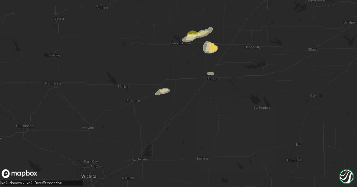 Hail map in Cottonwood Falls, KS on March 27, 2025