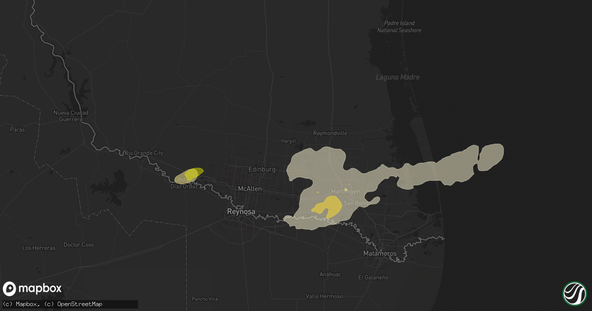 Hail map in Edcouch, TX on March 27, 2025
