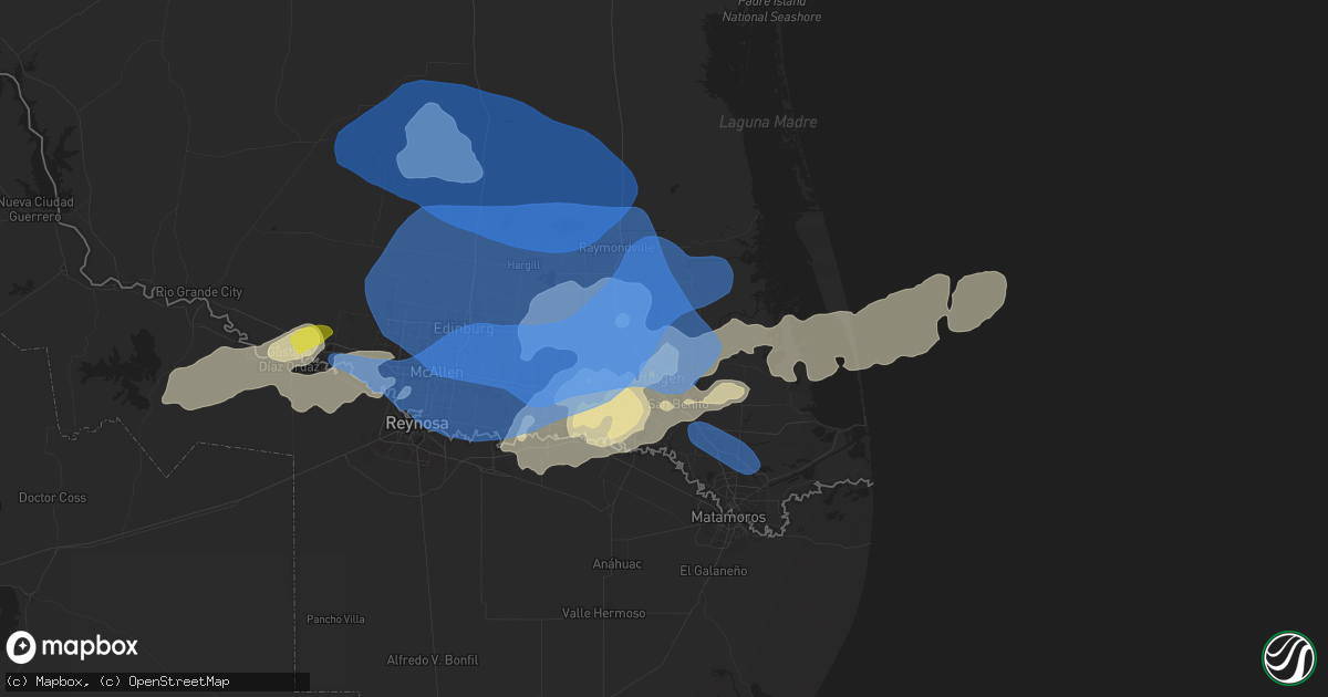 Hail map in Harlingen, TX on March 27, 2025
