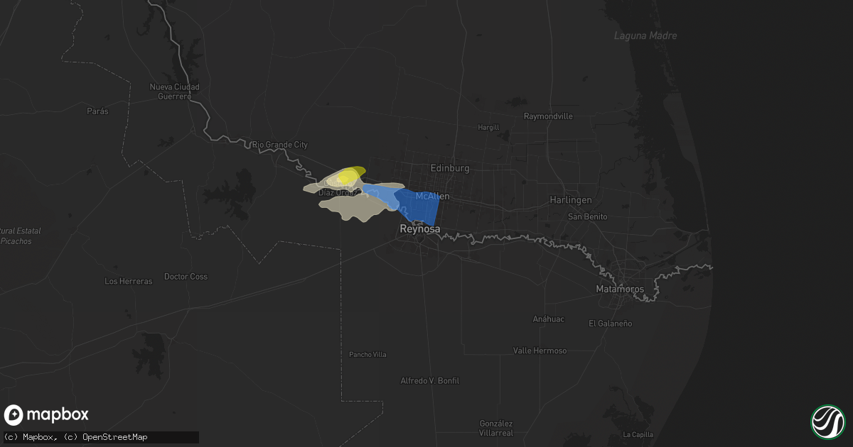 Hail map in Hidalgo, TX on March 27, 2025