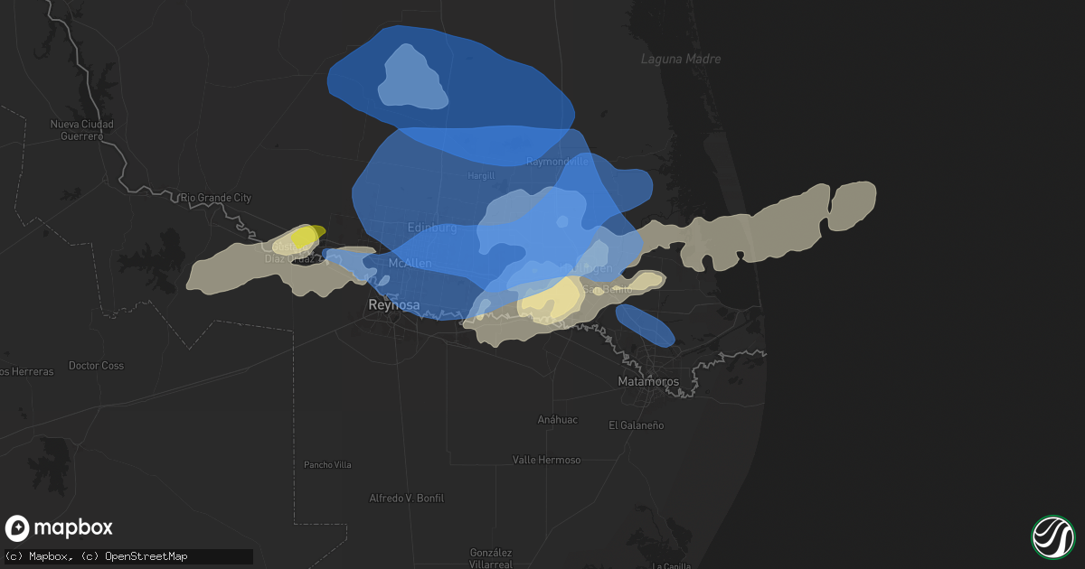 Hail map in La Feria, TX on March 27, 2025