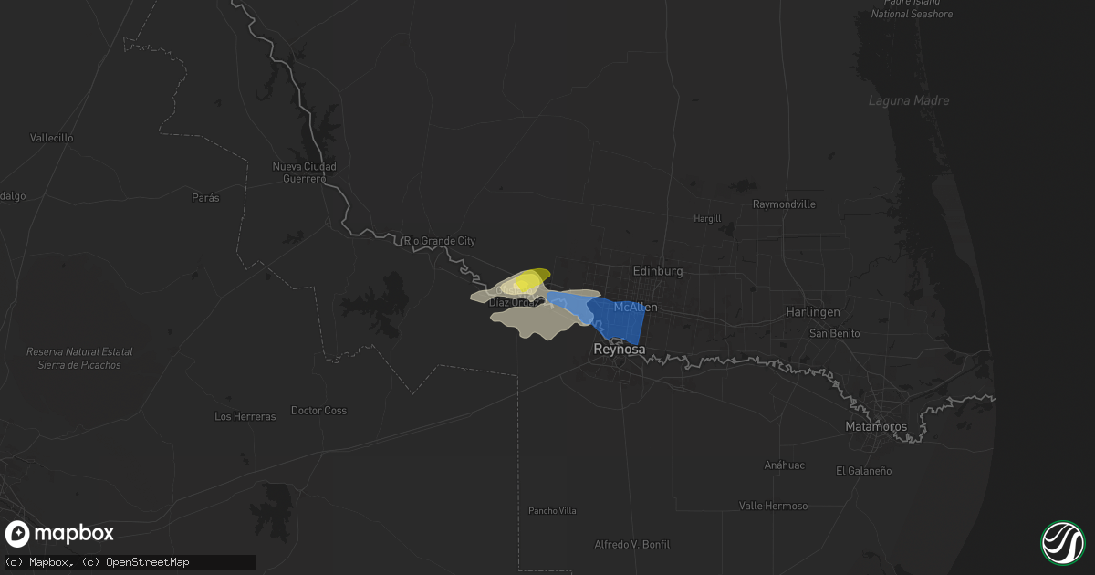 Hail map in La Joya, TX on March 27, 2025