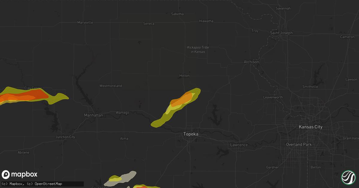 Hail map in Mayetta, KS on March 27, 2025