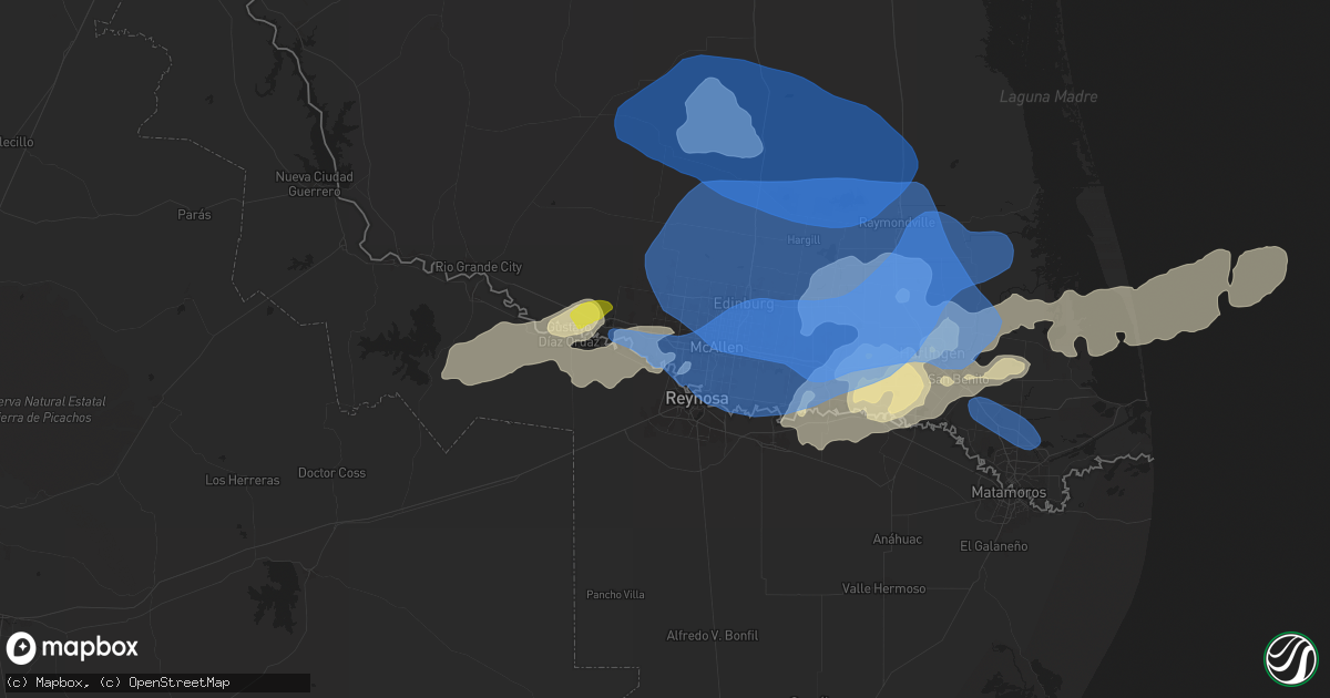 Hail map in Mission, TX on March 27, 2025