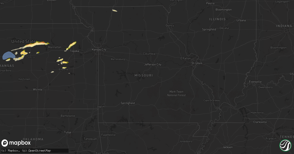 Hail map in Missouri on March 27, 2025